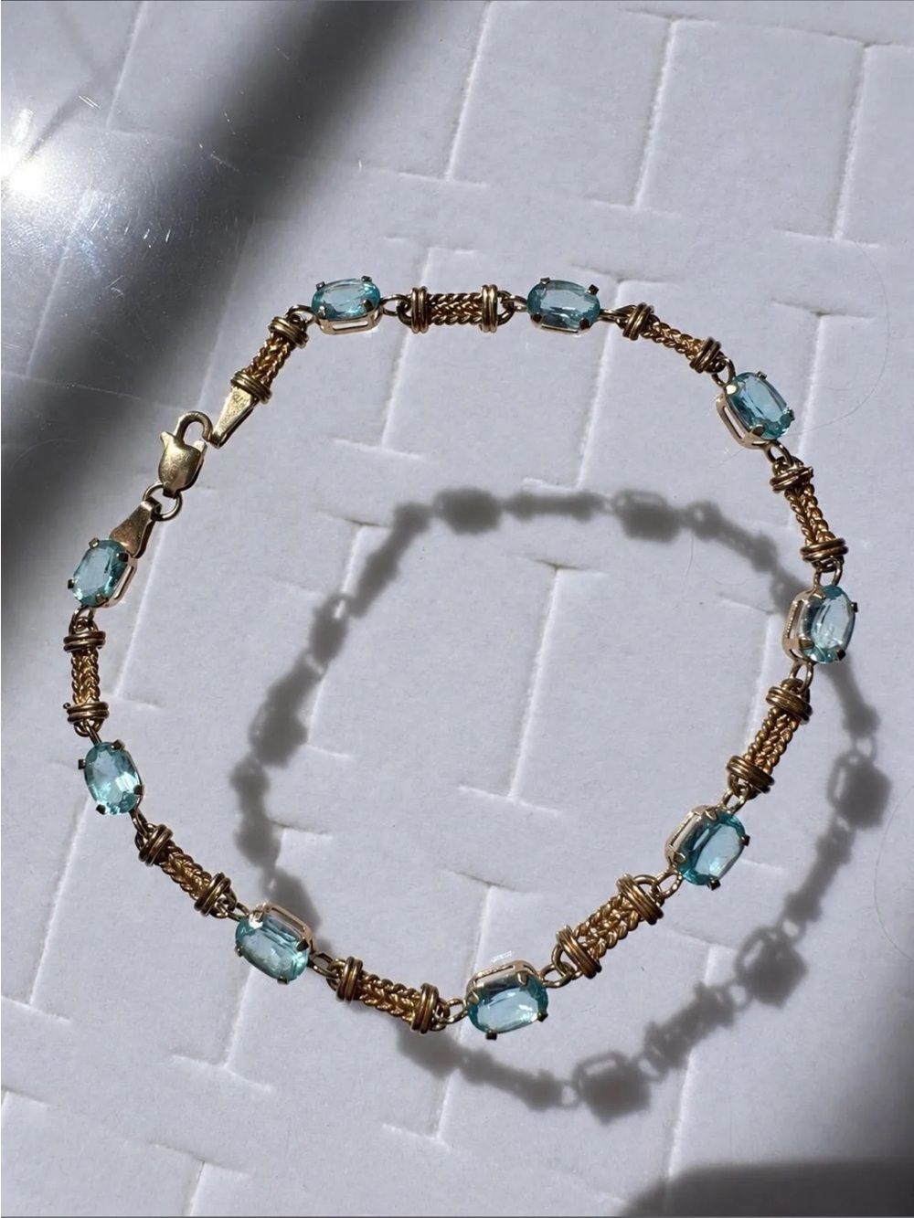 Vintage 10K Gold Blue Topaz Bracelet
